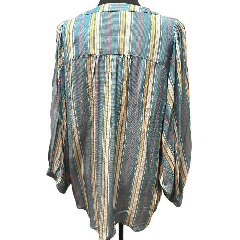 Anthropologie Maeve Byron Striped Blouse - Size XL - Balloon Sleeves -NWT - Picture 6 of 11